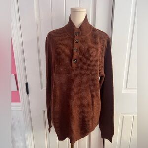 Alesbury Waffle Knit Henley Sweater Quarter Button Up 10% Wool Size Medium NWOT